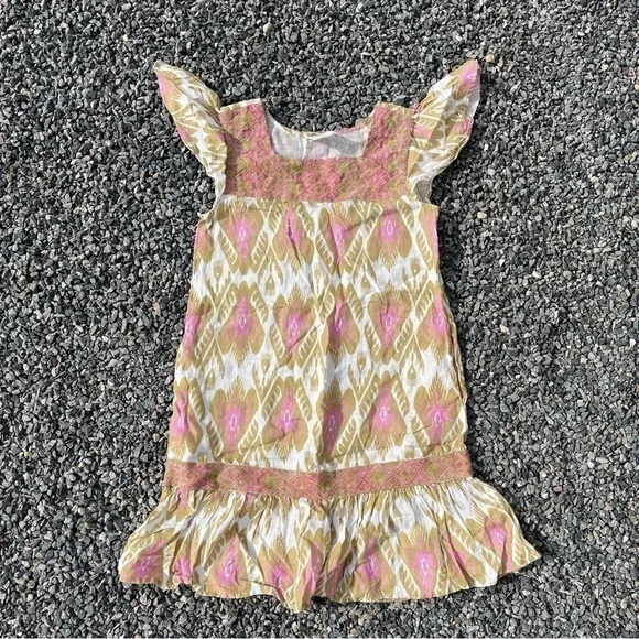 🥒 Nimo With Love Anthropologie Bouganvilla Linen Natural Print Mini Dress XS - Picture 5 of 10